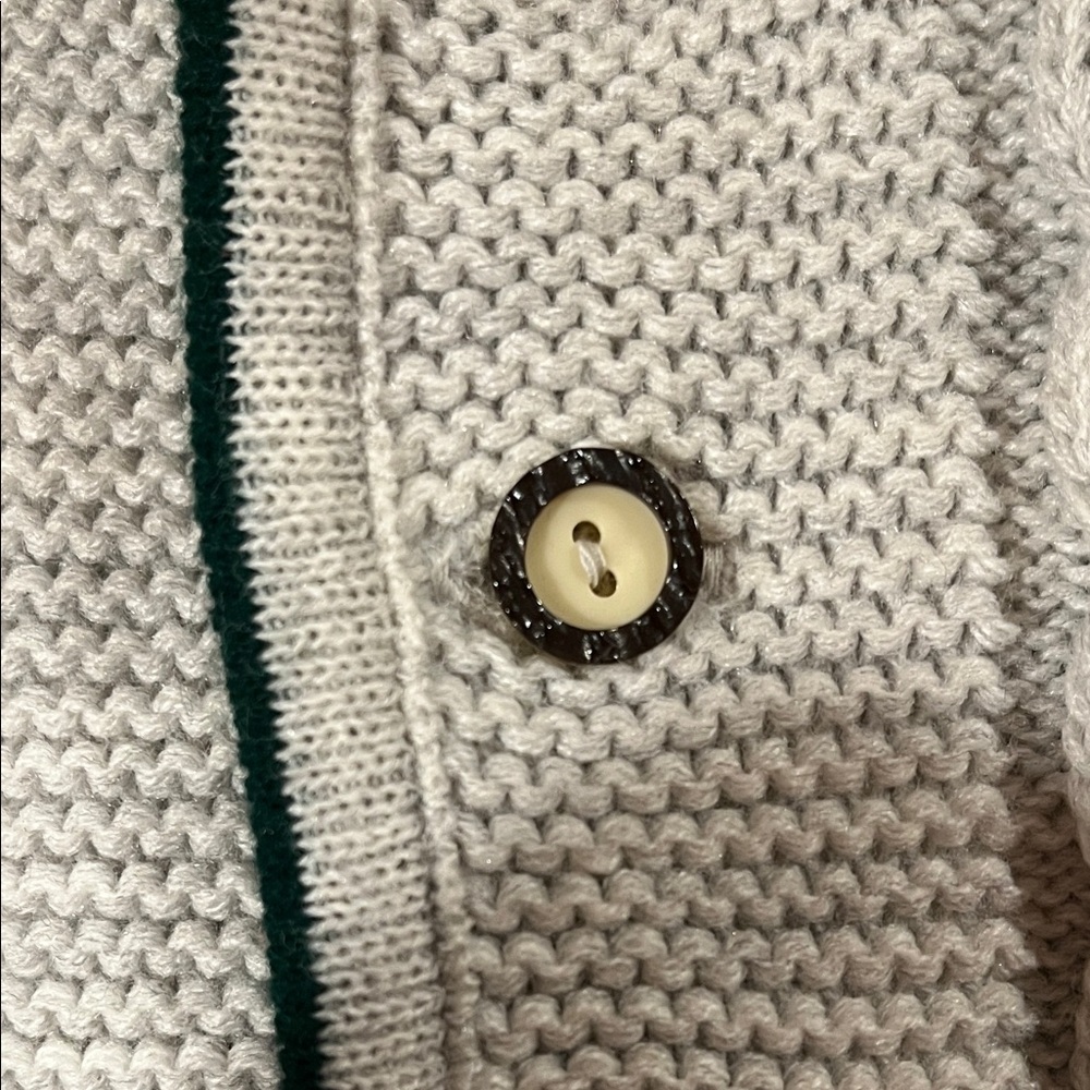 Cozy Knit Cardigan with Green and Red Accents - Picture 5 of 7